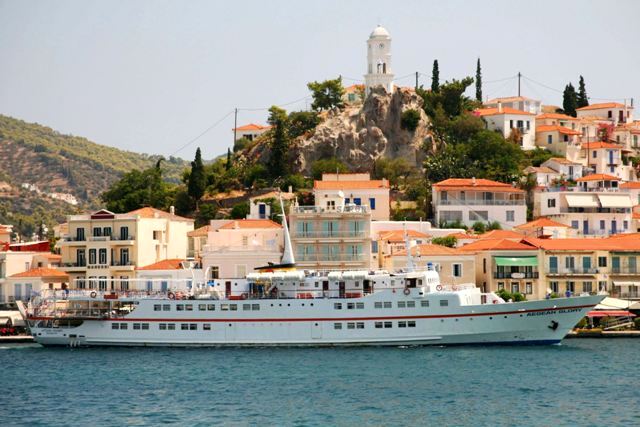 Poros Island - Many cruise ships arrive to Poros from Piraeus 